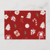冬の赤いクリスマスの赤ちゃんシャワーベビー エンクロージャーカード (裏面)