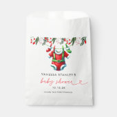 冬の赤いクリスマスサンタ赤ちゃんシャワー フェイバーバッグ (正面)