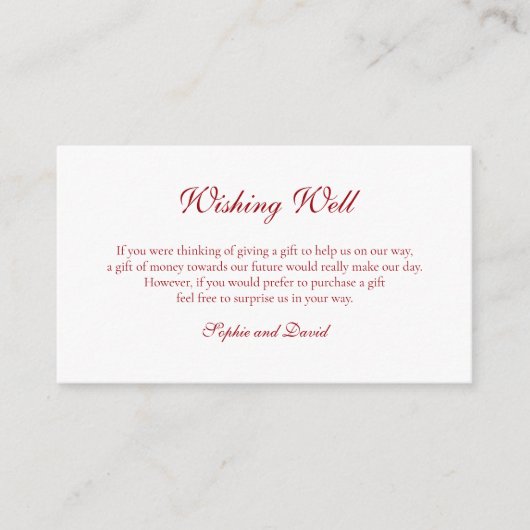 冬の赤いクリスマスボーブルオーナメントが願う エンクロージャーカード (正面)