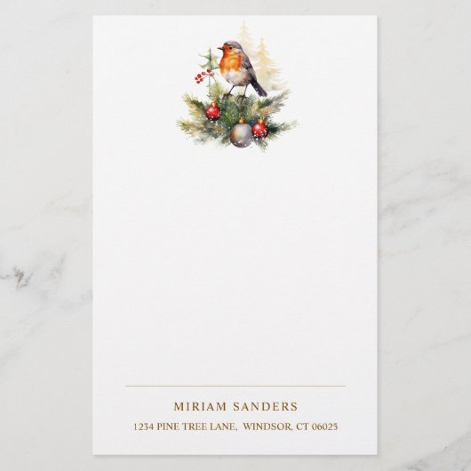 冬の赤いコウテイのクリスマス 便箋 (正面)