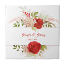 冬の赤いバラ&グリーン結婚リーの記念 |