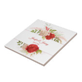 冬の赤いバラ&グリーン結婚リーの記念 | タイル (側面)