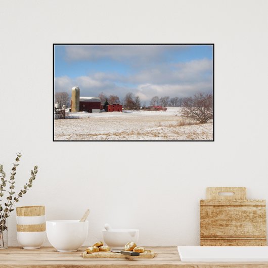 冬の赤いバーンズ ポスター (キッチン)