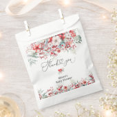 冬の赤いフローラの葉ベビーシャワーありがとう フェイバーバッグ (クリップ留めされた状態)