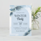 冬の赤いベリーのクリスマス結婚式招待状。 招待状 (スタンド正面)