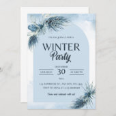 冬の赤いベリーのクリスマス結婚式招待状。 招待状 (正面/裏面)