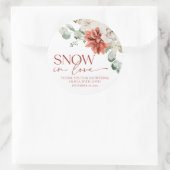 冬の赤いポインセチア 雪に恋する ブライダルシャワー ラウンドシール (バッグ)