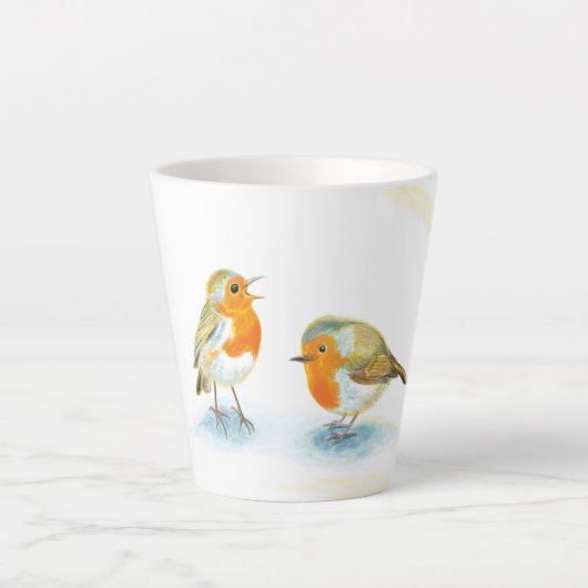 冬の赤いロビンス小 カフェラテマグ (正面)