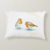 冬の赤いロビンス アクセントクッション (裏面)