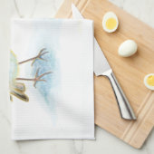 冬の赤いロビンス キッチンタオル (四つ折り)