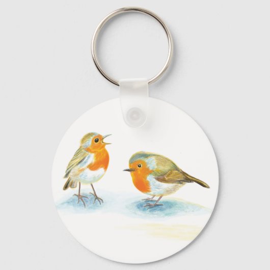 冬の赤いロビンス キーホルダー (正面)