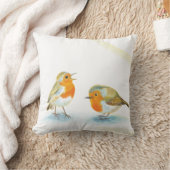 冬の赤いロビンス クッション (ブランケット)