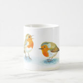 冬の赤いロビンス コーヒーマグカップ (中央)