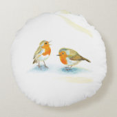 冬の赤いロビンス ラウンドクッション (裏面)