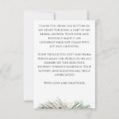 冬の赤い実と雪の松のリース サンキューカード (裏面)