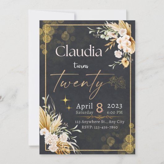 冬の赤い実のクリスマス ウェディング 招待状 (正面)