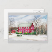 冬の赤い家 ポストカード (正面/裏面)