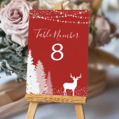 冬の赤い木の森の鹿の赤 テーブルナンバー