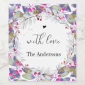 冬の赤い果実ファミリー名クリスマス ワインラベル (シングルラベル)