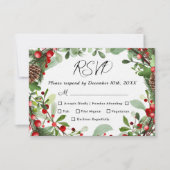 冬の赤い果実 |クリスマスウェディングRSVPカード 出欠カード (正面)