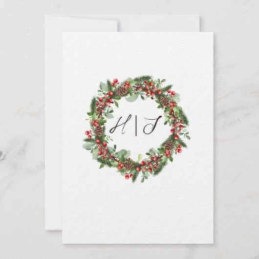 冬の赤い果実 |クリスマス結婚式招待状 招待状 (裏面)