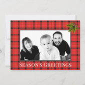 冬の赤い格子模様の写真 シーズンカード (正面)