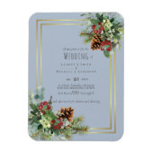 冬の赤い漿果の松の結婚球果 マグネット (縦)