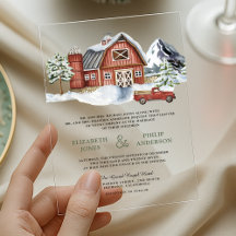 冬の赤い納屋 クリスマス ウェディング