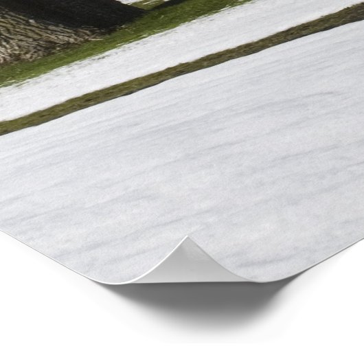 冬の赤い納屋 ポスター (角)