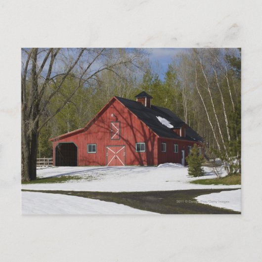 冬の赤い納屋 ポストカード (正面)