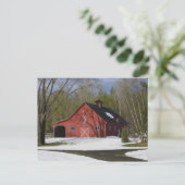 冬の赤い納屋 ポストカード (スタンド正面)