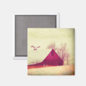 冬の赤い納屋 マグネット (正面/裏面)