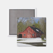 冬の赤い納屋 マグネット (正面/裏面)