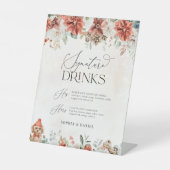 冬の赤い緑のピネコンのシグネチャードリンクサイン 台座サイン (正面)