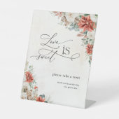 冬の赤い緑のピネコーンラブ甘いサイン 台座サイン (正面)