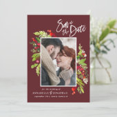 冬の赤い緑の植物水の色の写真シックs セーブザデート (スタンド正面)