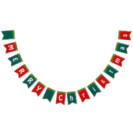 冬の赤い緑メリークリスマスパーティー バンティングフラッグ