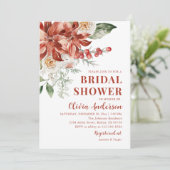 冬の赤い花のクリスマス ブライダルシャワー 招待状 (スタンド正面)