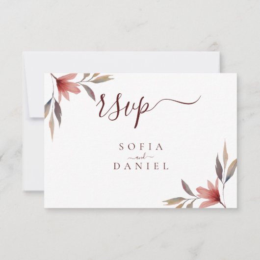 冬の赤い花の水の色結婚の 出欠カード (裏面)