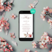 冬の赤い花の水の色結婚の 招待状