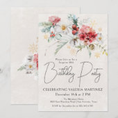 冬の赤い花 30歳の誕生日サプライズパーティー 招待状 (正面/裏面)