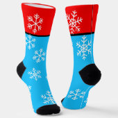 冬の赤い青の白い雪 ソックス (傾斜あり)