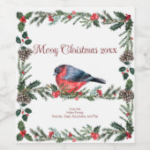 冬の赤い鳥植物学 ワインラベル (シングルラベル)