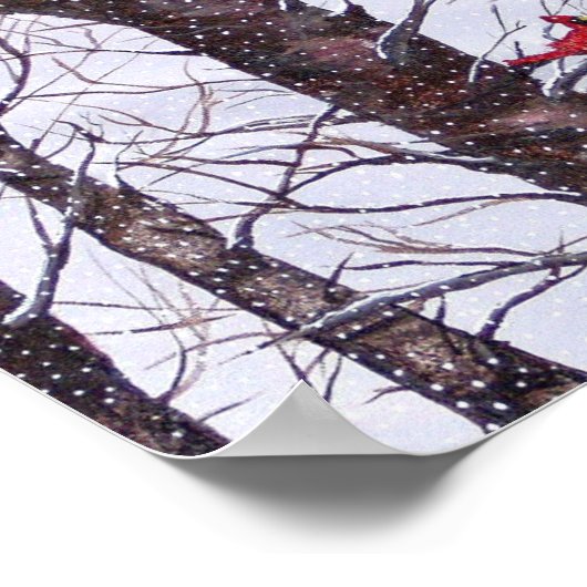 冬の赤い鳥2羽 ポスター (角)