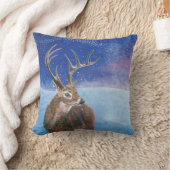 冬の赤い鹿 クッション (ブランケット)