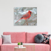 冬の赤い（鳥）ショウジョウコウカンチョウ キャンバスプリント (インサイチュ (リビング))