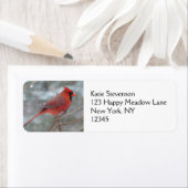 冬の赤い（鳥）ショウジョウコウカンチョウ ラベル (インサイチュ)