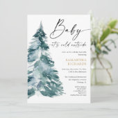 冬の赤ちゃんおしゃれ寒い外シャワー 招待状 (スタンド正面)