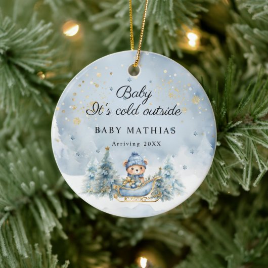 冬の赤ちゃんお披露目ギフトに「Baby It's Cold Outside」 セラミックオーナメント (ツリー)