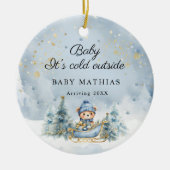 冬の赤ちゃんお披露目ギフトに「Baby It's Cold Outside」 セラミックオーナメント (正面)